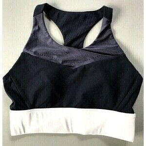 Fabletics Sports Bra Athletic Top Black Cream Laser Cut. XS Racerback